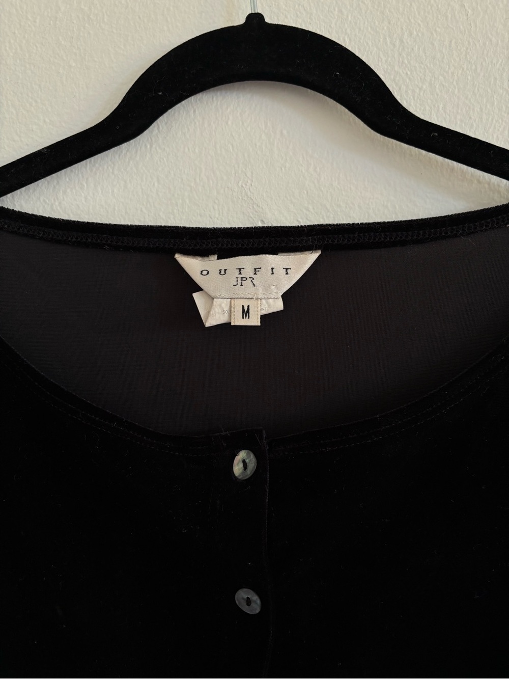 Source Unknown Black Velvet Button-Front Top with Floral Beadwork - Picture 3 of 4